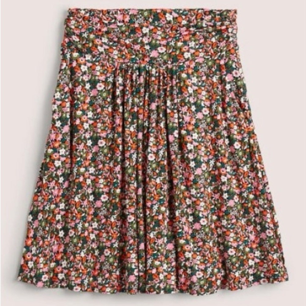 Boden Rouched Waist Jersey Skirt Floral Size 8R